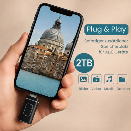 2 TB Smartphone-Speicherkarte (USB) | Speichert 500.000 Fotos oder mehr als 400 Stunden Video